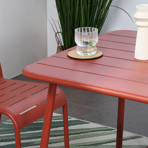 Tavolo da pranzo da giardino 4 posti 70x70 cm terracotta Bergame — bordi arrotondati