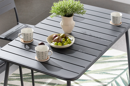 Tavolo Bergamo in acciaio grigio scuro da 4 a 6 persone