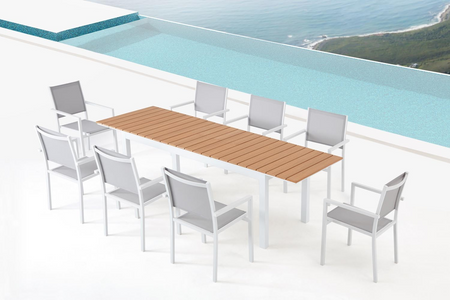 tavolo da giardino allungabile 8 posti in alluminio e legno madeira rettangolare concept u