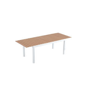 tavolo da giardino allungabile 8 posti in alluminio e legno madeira sfondo bianco soggiorno concept u