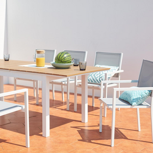 tavolo da giardino estensibile 8 posti alluminio legno madeira ambiente lato destro concept u