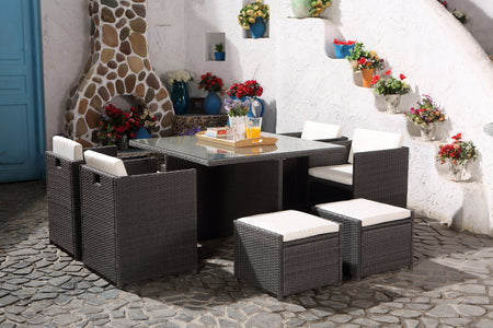 Set da giardino da incasso per 8 persone Grigio e Bianco