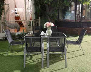 Set da giardino tavolo in alluminio + 6 sedie in acciaio