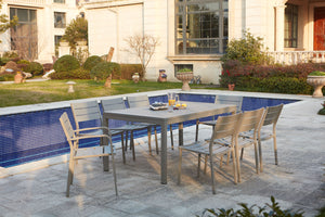 Tavolo da giardino allungabile per 8 persone con in alluminio 2 poltrone e 6 sedie Mezzane