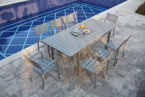 Tavolo da giardino allungabile in alluminio per 8 persone con 2 poltrone e 6 sedie Mezzane