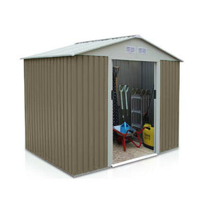 Casetta da giardino in acciaio anticorrosione grigio 10,85 m² Sancy su sfondo bianco