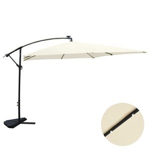 Ombrellone decentrato con LED 3 x 3 m Solenzara Bulle ecru su sfondo bianco