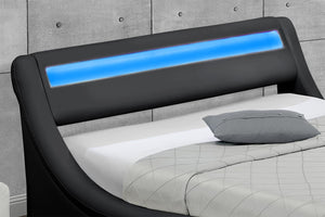 Struttura letto in similpelle nero con contenitore e LED integrato 140 x 190 cm Portland zoom 1