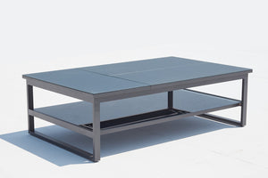 Tavolino da giardino rettangolare e pieghevole in alluminio
