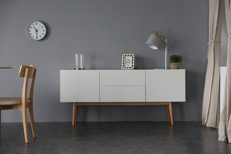 Credenza Kajina bianca e legno naturale