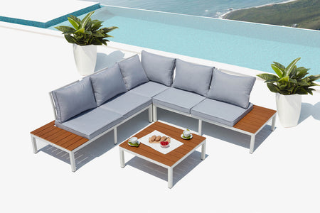 Set da giardino in alluminio Bianco e grigio