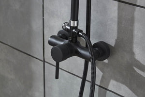 Colonna doccia regolabile nera con miscelatore 'square'