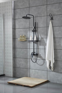 Colonna doccia nera con miscelatore 'tondo'