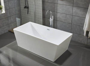 Vasca da bagno freestanding rettangolare bianca 2 posti Sitia su sfondo bianco