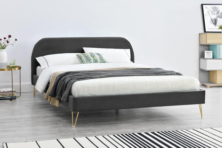 Struttura letto in velluto de 160 cm grigio