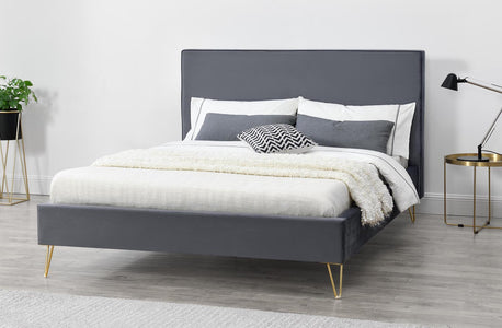 Letto Riverside in velluto grigio 160 cm
