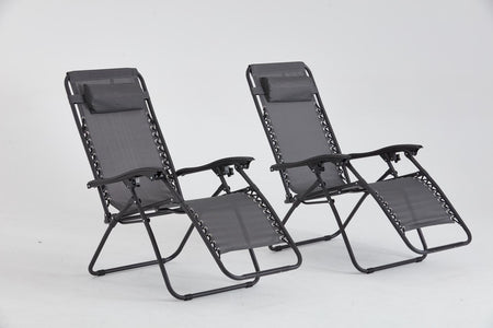 Set di 2 sdraio reclinabili nere e grigio scuro Manihi 