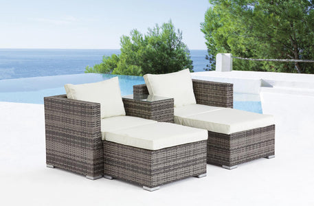 Set da giardino relax 4 posti grigio e ecru