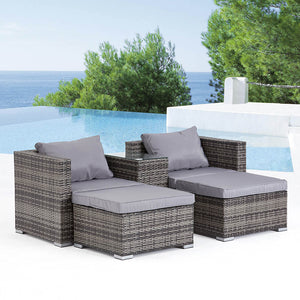 Set da giardino per relax 4 posti grigio scuro