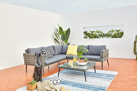 Set da giardino Tefari in resina intrecciata a 5 posti