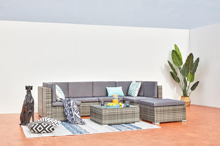 Set da giardino basso 8 posti Guadalo in resina intrecciata