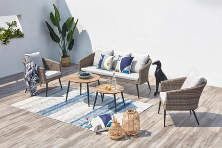 Set da giardino in resina intrecciata per balcone 5 posti Tibouta