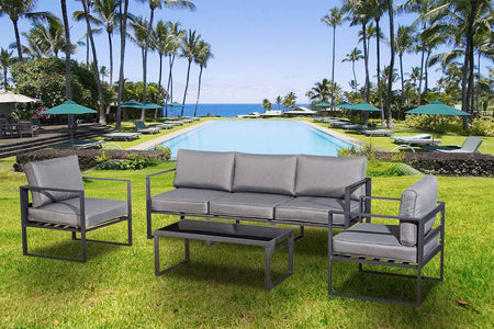 Salotto da giardino in alluminio grigio 5 posti Memphis