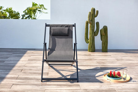 Lettino prendisole in alluminio grigio scuro Tevata