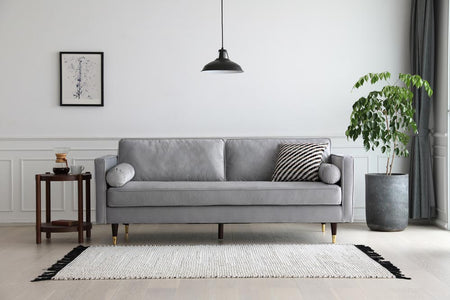 Divano 3 posti in velluto Grigio chiaro