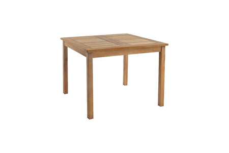 Tavolo da giardino quadrato in teak Karra su sfondo bianco