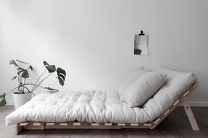 Panca in legno con materasso futon beige naturale 140 cm Zoom 1 Roots