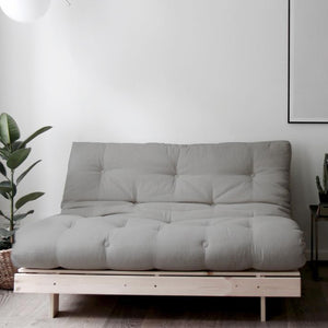 Panca in legno con materasso futon grigio chiaro 140 cm Roots