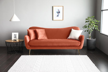 Divano a 3 posti rosa corallo in velluto impermeabile Marion