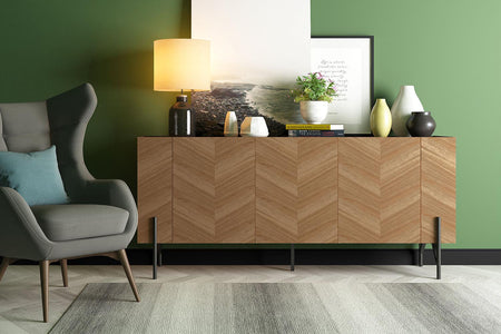 Credenza vintage Sequoia con 3 pensili legno scuro