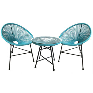 Set di 2 sedie portauovo + tavolino blu