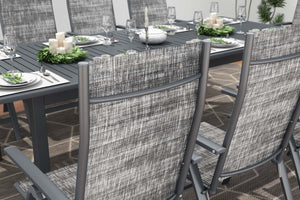 Tavolo da giardino allungabile 10 posti e 10 sedie in alluminio
