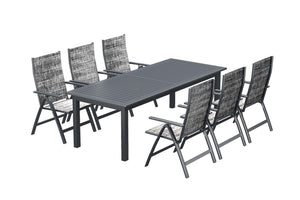 Tavolo da giardino allungabile per 10 persone e 6 sedie in alluminio