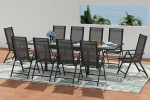 Set da giardino in alluminio con tavolo allungabile e 10 sedie