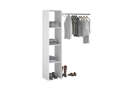 Spogliatoio bianco con mensole e armadio: 138 x 40 x 180 cm