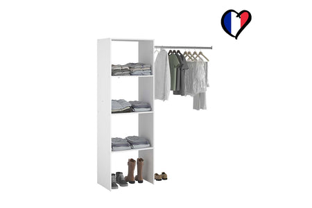 Spogliatoio bianco con 3 ripiani e un armadio: 160 x 40 x 180 cm