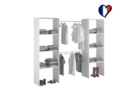 Spogliatoio di design bianco con 6 ripiani + 2 armadi Elysée