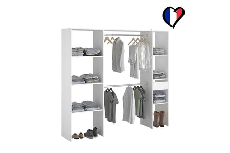 spogliatoio 6 ripiani + 1 cassetto + 2 armadi di design Elysée bianco