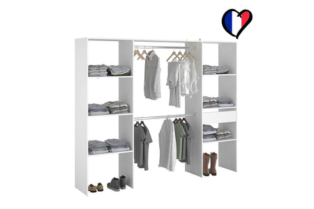 pratico spogliatoio con 6 ripiani + 1 cassetto + 2 armadi Elysée bianco