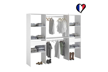 spogliatoio con 2 armadi, 6 ripiani e 2 cassetti design Elysée bianco