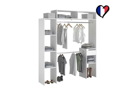 spogliatoio allungabile 2 armadi + 4 ripiani + 1 cassetto Elysée bianco