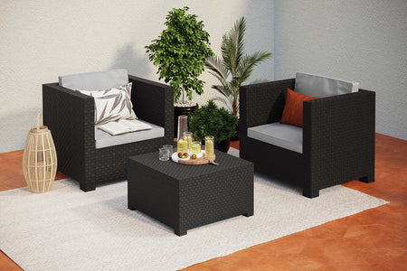 Set da giardino 2 posti grigio con effetto resina intrecciata