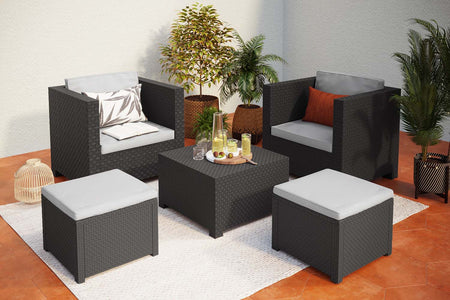 Salotto da giardino per 4 persone in plastica riciclata Ankara