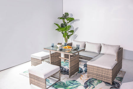 Mobile da giardino 5 posti in resina intrecciata grigia Tenerife