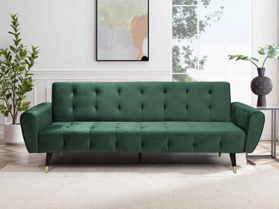 divano letto 3 posti in velluto verde