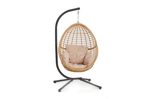 Sedia sospesa in resina intrecciata in stile rattan beige concept u